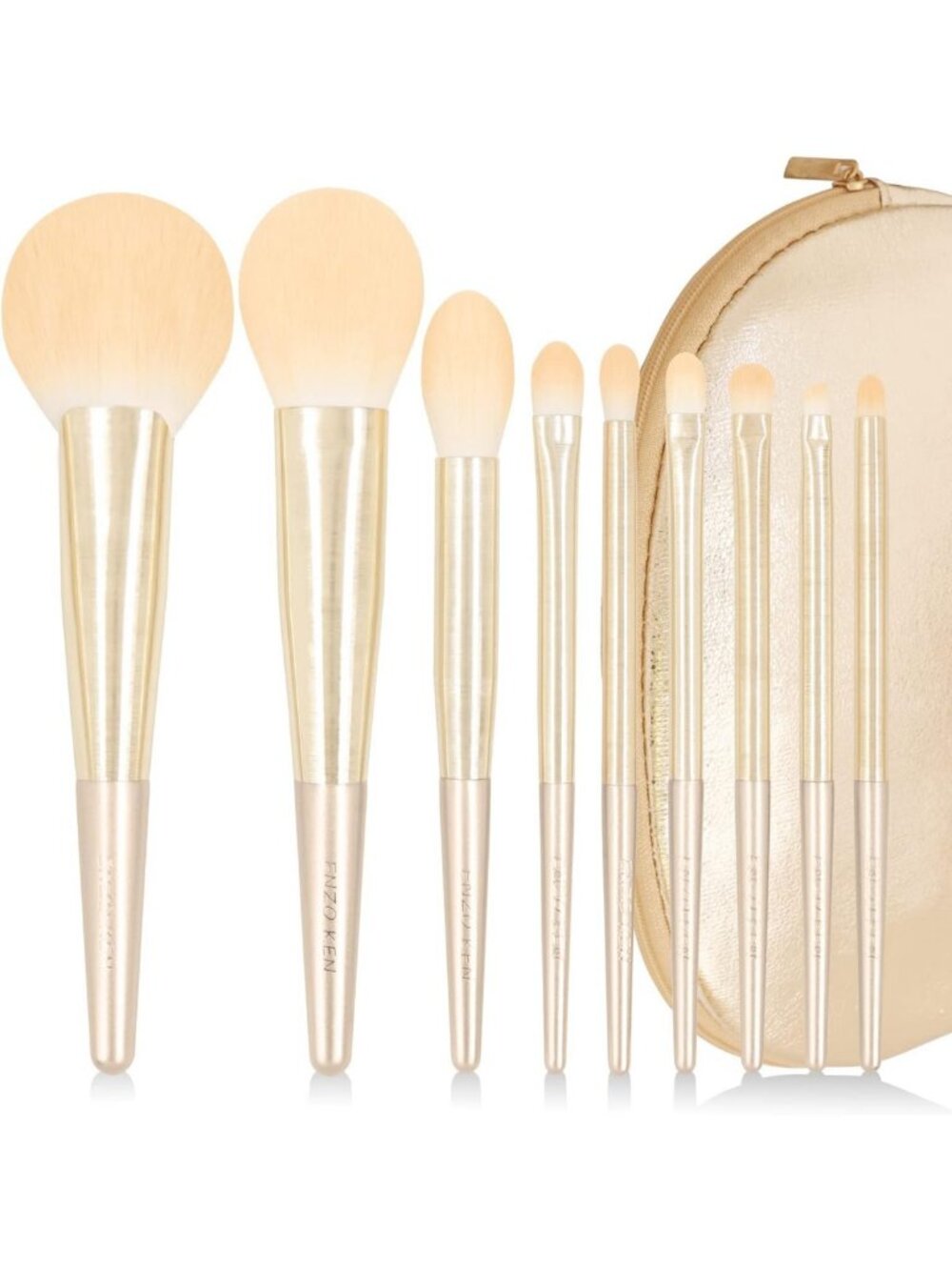 Professional Natural Hair Makeup Brush Set with Case - Gold Cosmetic Brushes